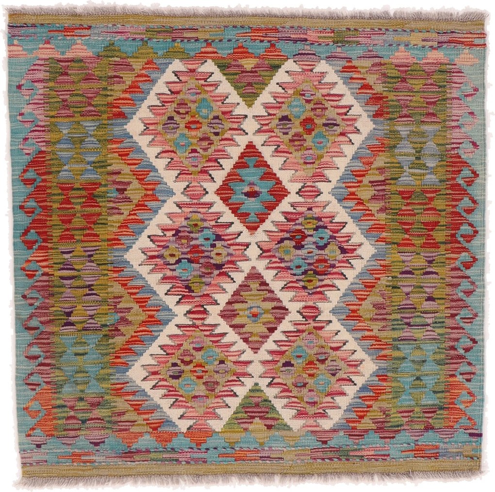 Kilim Tappeto 100x100 (Afghanistan) Tessuto A Mano