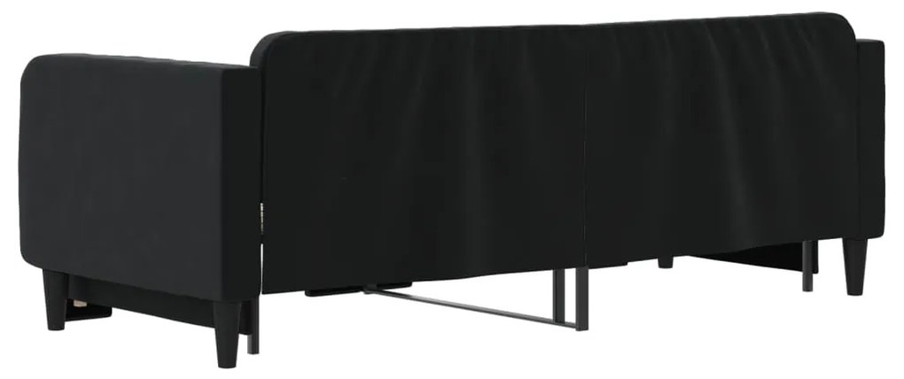 Divano letto con letto estraibile nero 90x200 cm in velluto