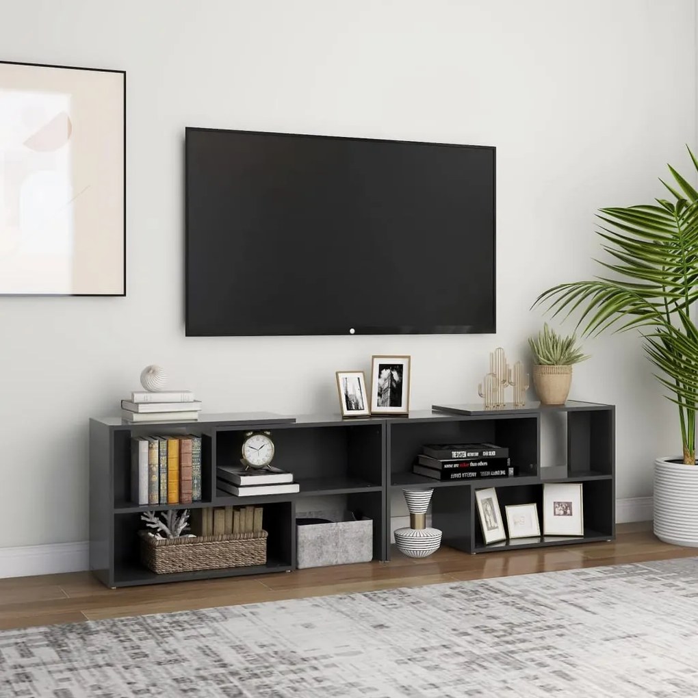 Mobile Porta Tv Grigio 149x30x52 Cm İn Legno Multistrato /