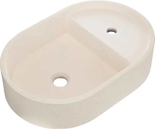 Lavabo da appoggio ALBA HOMESIGHT ovale in calcestruzzo L 55 x H 12 x P 36.6 cm beige piletta non inclusa