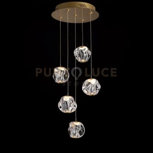 Lampada a sospensione ciottolo 5 luci , acrilico trasparente, monta...