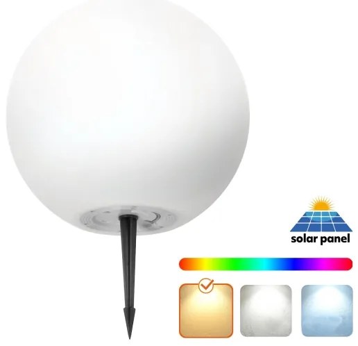 Lampada solare LED RGBW dimmerabile 5W/3,7V 3000K IP54 Ø 30 cm