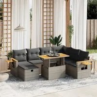 Set Divano da Giardino 8 pz con Cuscini Grigio in Polyrattan 3276161