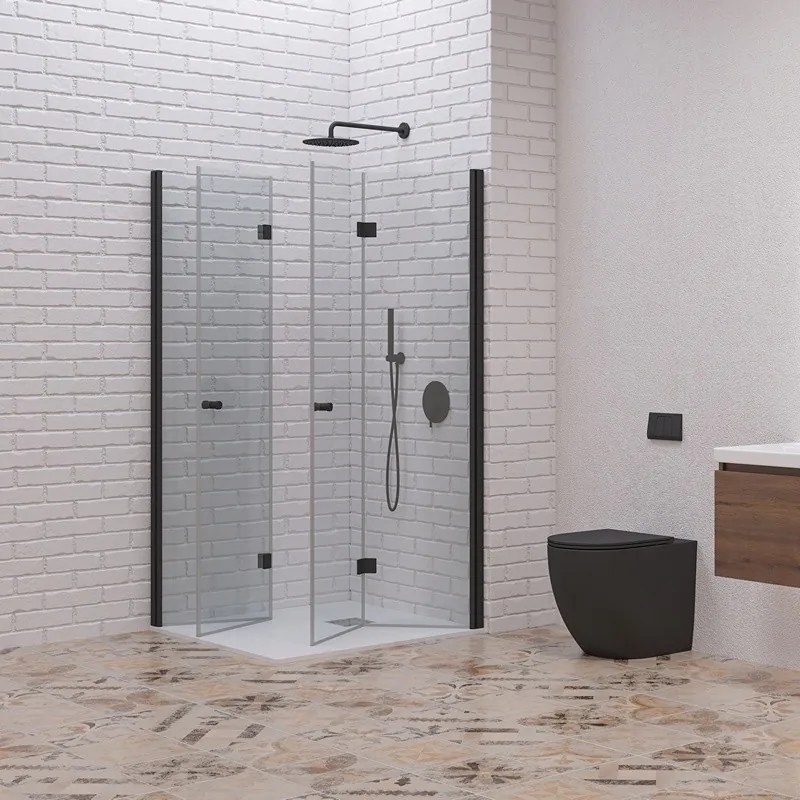 Box doccia 70x70 cm doppia apertura a libro colore nero | KS7000N - KAMALU