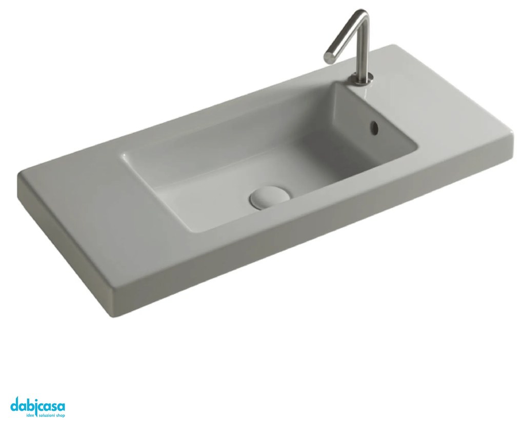 Ceramica Tecla "Serie 35" Lavabo Da Incasso o Sospeso 35x80 Cm Bianco Lucido