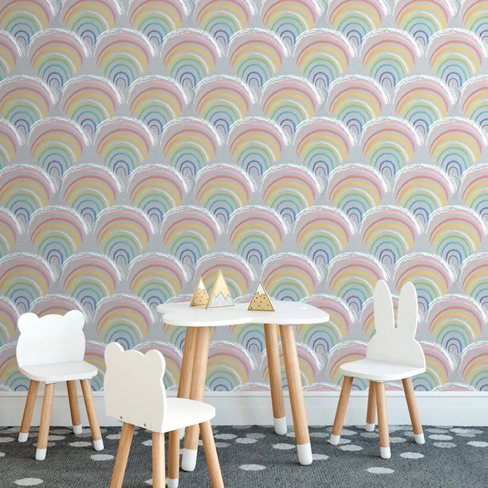 Carta da parati – Casette arcobaleno allegre