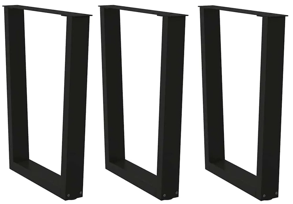 Gambe Per Tavolo Da Pranzo A V 3 Pz Nero 70x(72-73,3)cm Acciaio /