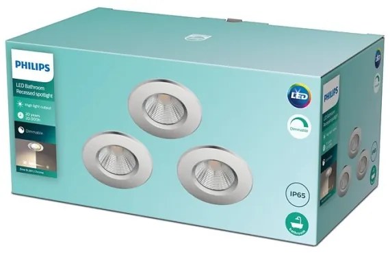Philips - Set da 3 lampade da bagno dimmerabili DIVE LED/5,5W/230V IP65