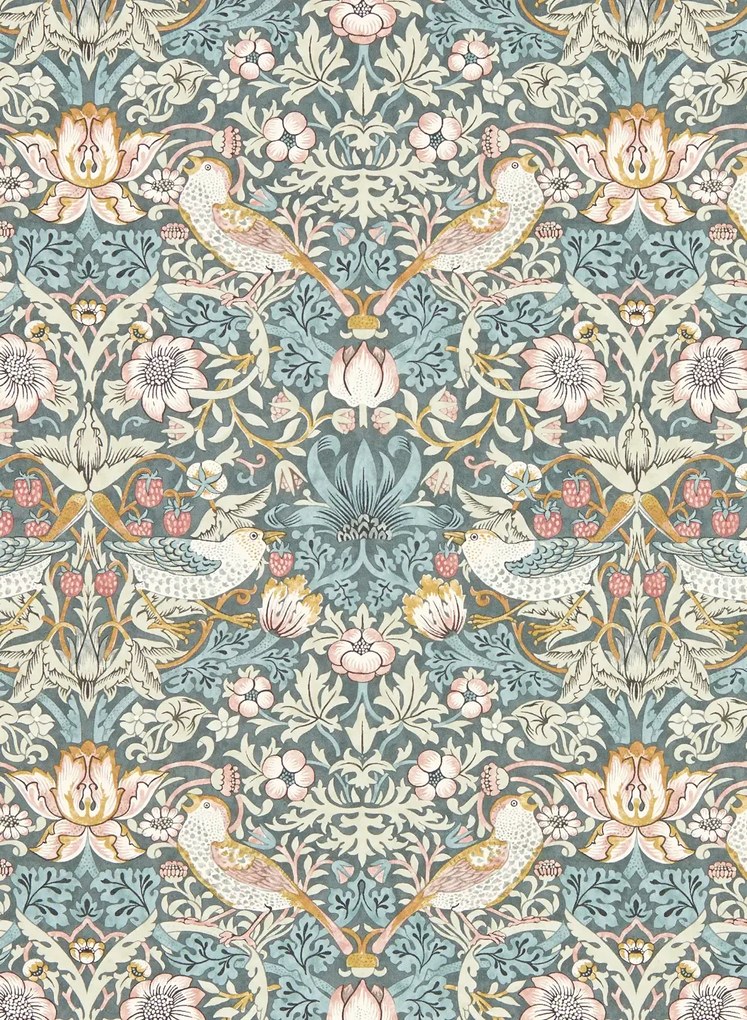 Clarke & Clarke Tapete Strawberry Thief - Slate/ Blush