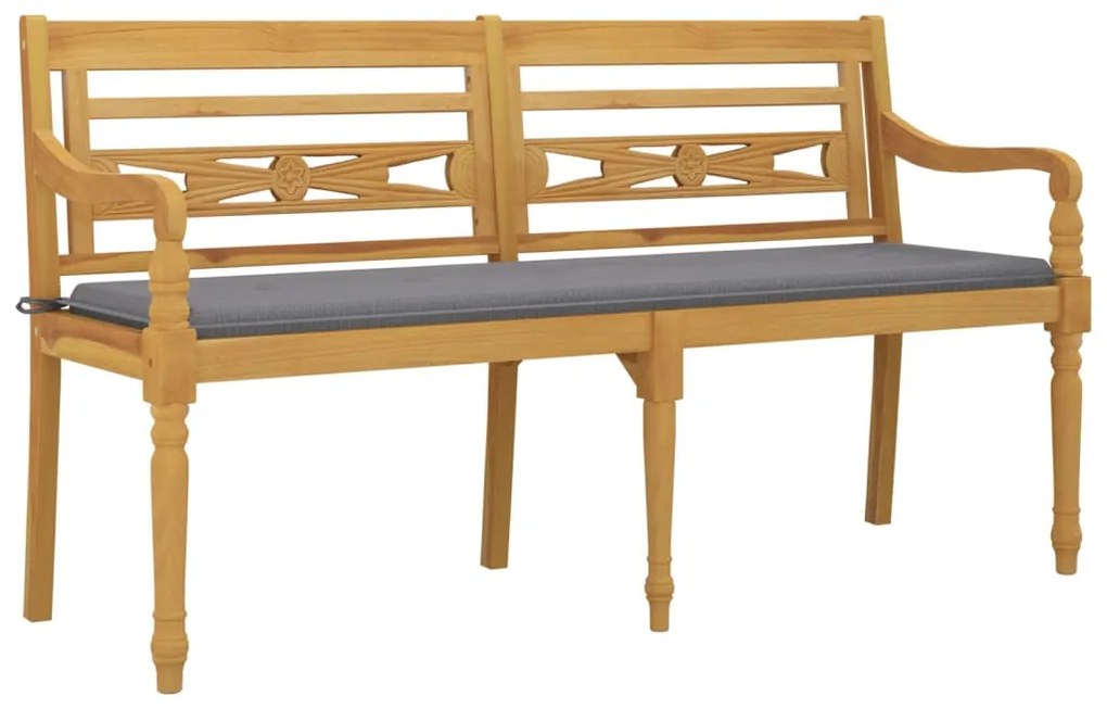 Panchina batavia con cuscino grigio 150 cm legno massello teak