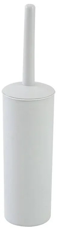Portascopino wc da appoggio tondo bianco in plastica con scopino
