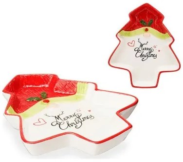 Centrotavola Albero di Natale Babbo Natale 19,6 x 3 x 23 cm Ceramica Rosso Bianco