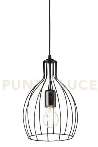 Ampolla lampadario a sospensione in metallo nero 1 luce attacco e27...