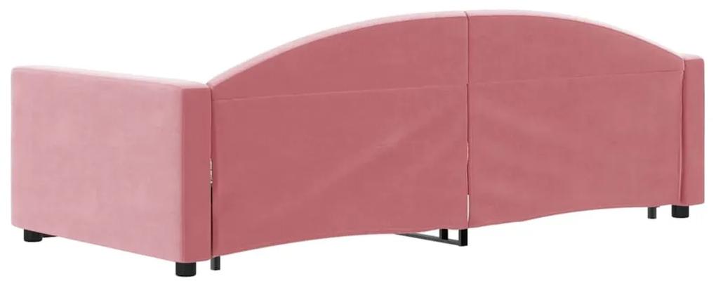 Divano letto con letto estraibile rosa 90x200 cm in velluto
