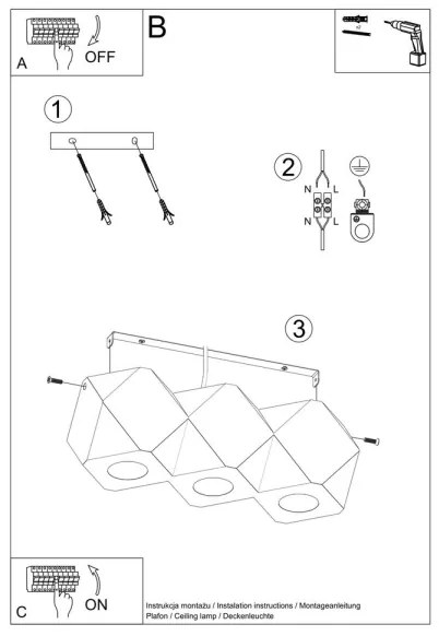 Sollux SL.1010 - Plafoniera WOODY 3xGU10/40W/230V