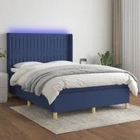 Letto a Molle con Materasso e LED Blu 140x200 cm in Tessuto 3139043