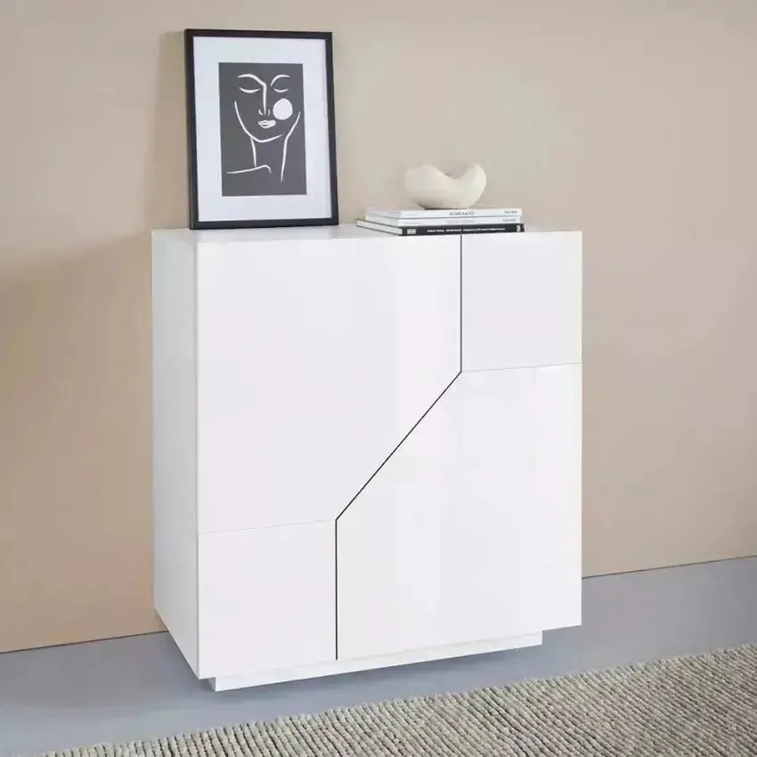 Credenza Alien Sideboard 80 Bianco Laccato - Mobile elegante dalle dimensioni 79,2 x 43 x 86 cm