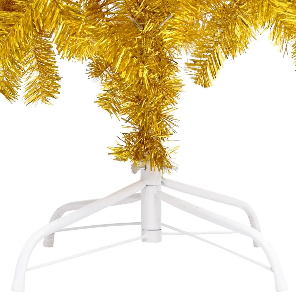 Albero di Natale Preilluminato con Palline Oro 210 cm PET