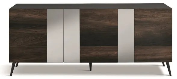 Madia 180 cm in legno Rovere Termico 3 ante con specchio 5 piedini - ROMEO