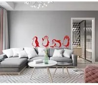 PINGUINS - Adesivo murale wall sticker in vinile 40x125 cm Colore: Rosso