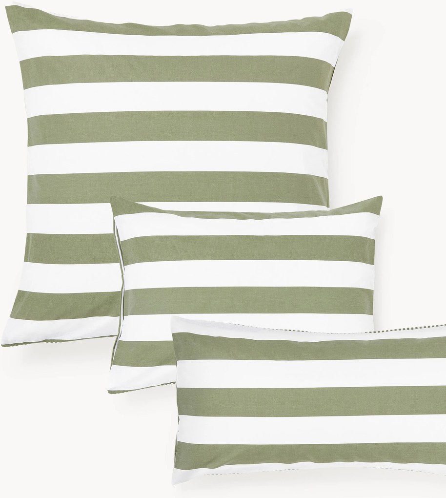 Federa reversibile in cotone a righe Lorena