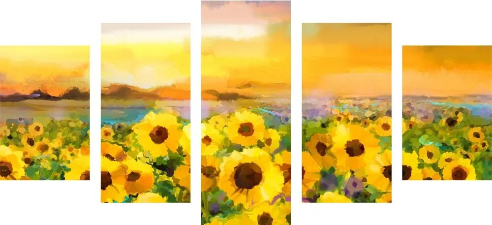 Quadri 5 pezzi – Campo di girasoli