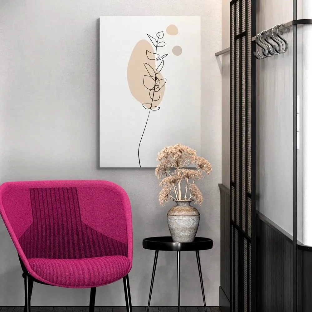 Quadro su tela – Foglia minimalista su sfondo bianco No3