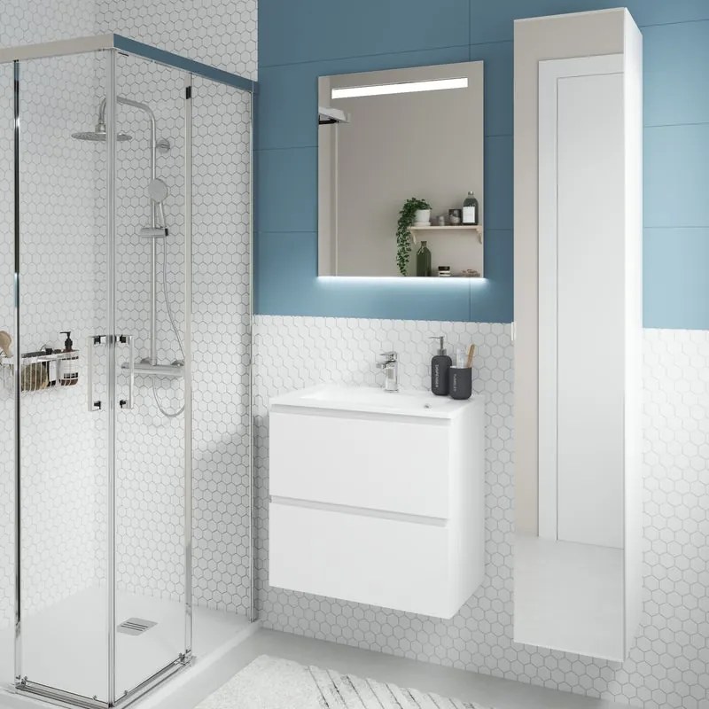 Mobile sottolavabo e lavabo Remix bianco matt L 60 x H 57.7 x P 33 cm 2 cassetti