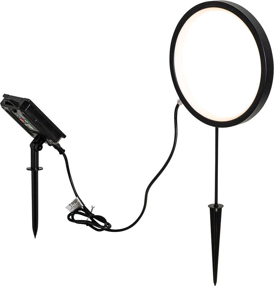 Set di 2 faretti da terra neri 50 cm con LED ricaricabili e pannello solare IP65 - Adalind