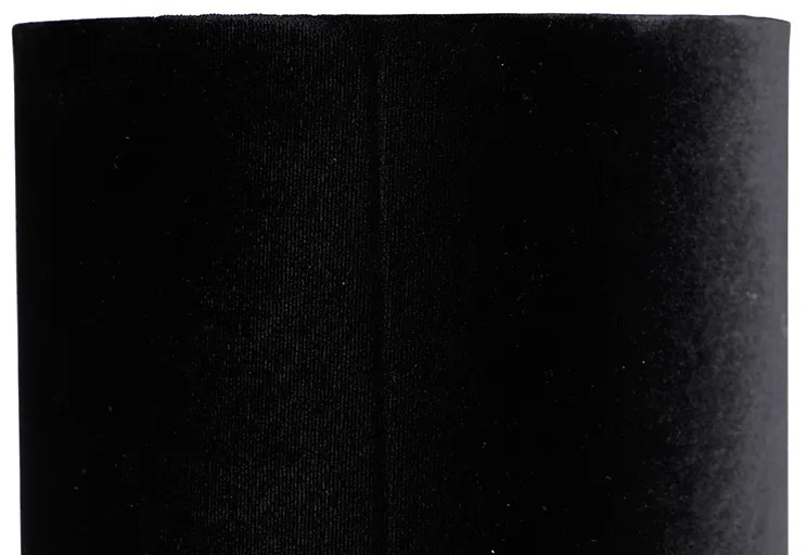Lampada da tavolo moderna nera con paralume in velluto nero - Rich