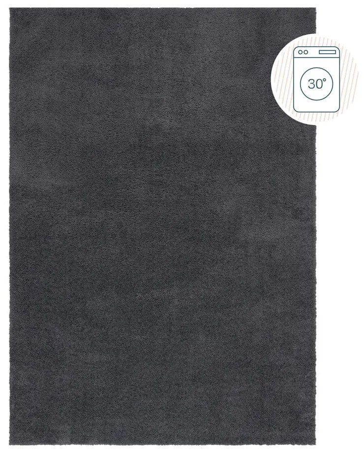 Tappeto in fibra riciclata lavabile grigio scuro 80x150 cm Fluffy - Flair Rugs