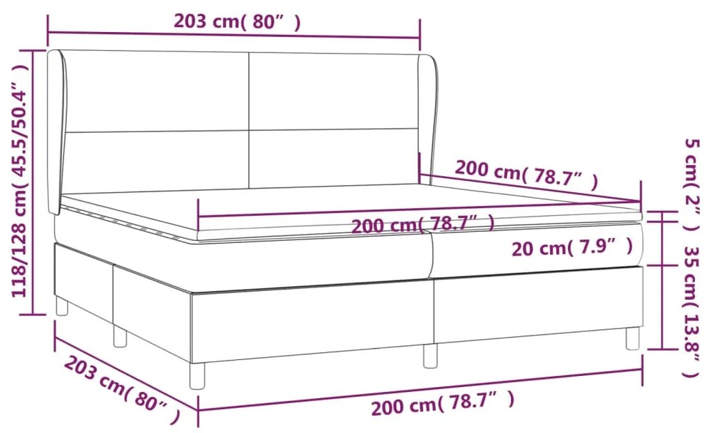 Giroletto a Molle con Materasso Bianco 200x200cm in Similpelle