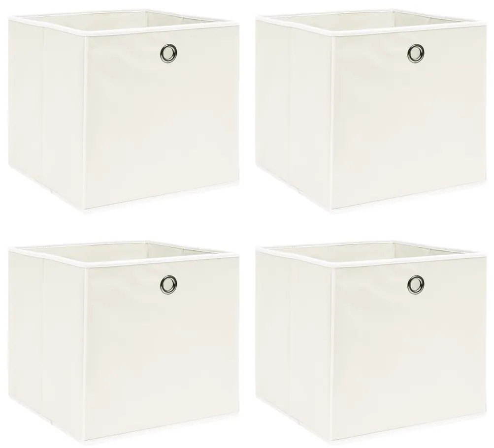Scatole Portaoggetti 4pz Bianche 32x32x32 Cm Tessuto /