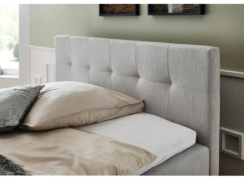 Letto boxspring grigio chiaro con contenitore 180x200 cm Catania - Meise Möbel