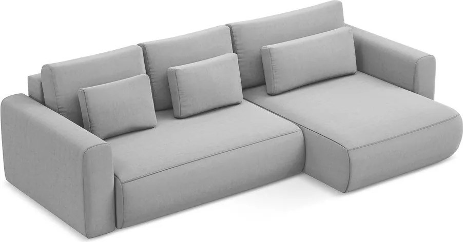 Divano angolare grigio chiaro allungabile/con contenitore (con penisola a destra/con chaise lounge) con rivestimento in velluto Kapua – Makamii