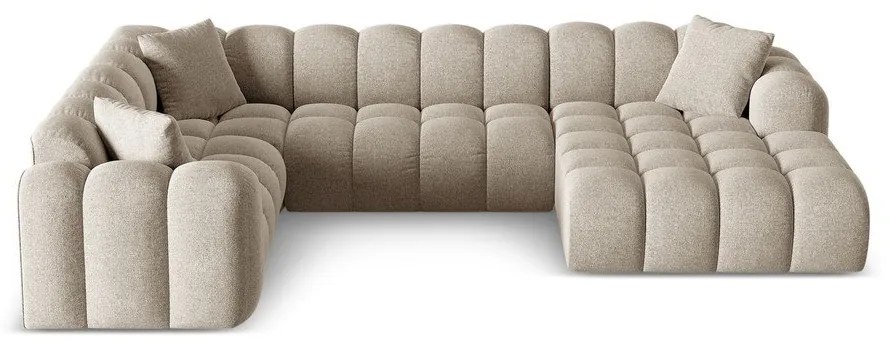 Divano angolare marrone chiaro (con penisola a sinistra/a U) con rivestimento in ciniglia Treno – Cosmopolitan Design