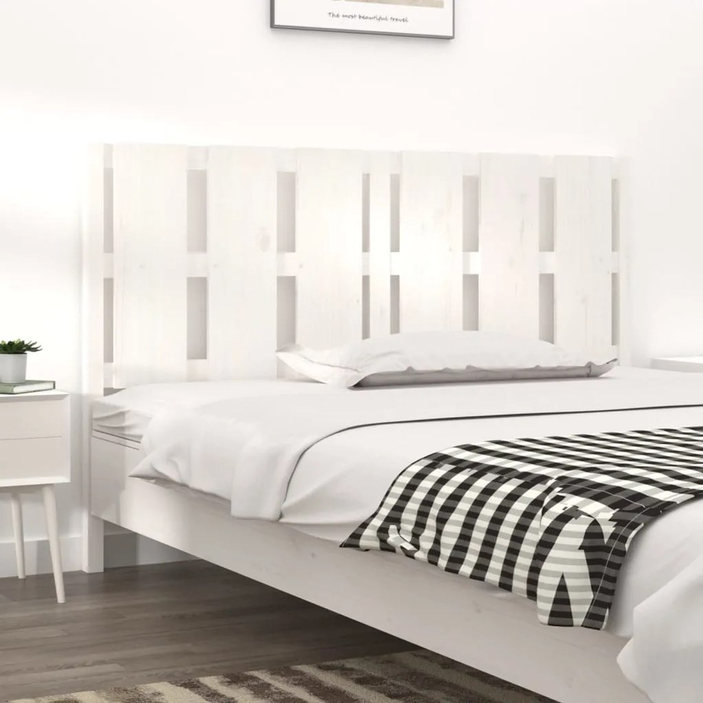 Testiera Per Letto Bianca 155,5x4x100 Cm Legno Massello Di Pino /
