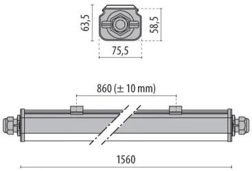 Performance in lighting norma + plafoniera stagno led 60w lunghezza 150 cm
