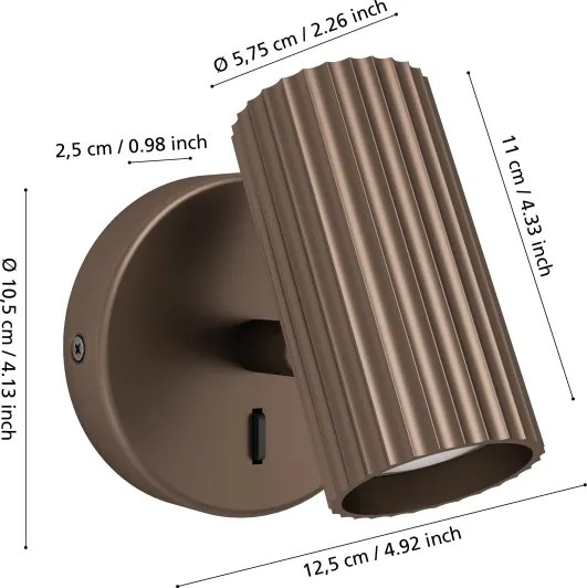 Eglo 902035 - Faretto da parete PORTILLO 1xGU10/5W/230V marrone