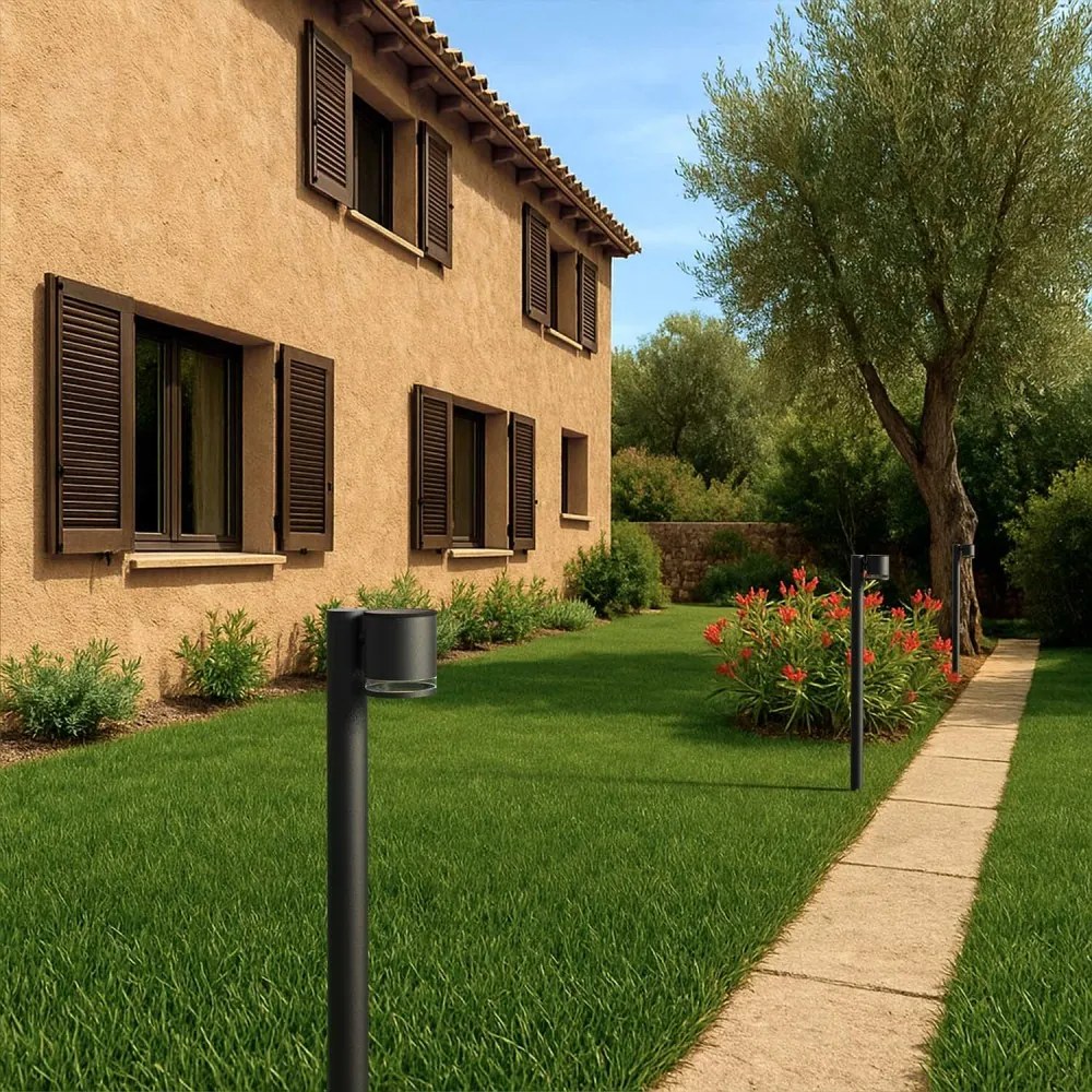 Paletto da Giardino Solare Nero da 100cm, IP54 in Alluminio Colore Bianco Naturale 4.000K