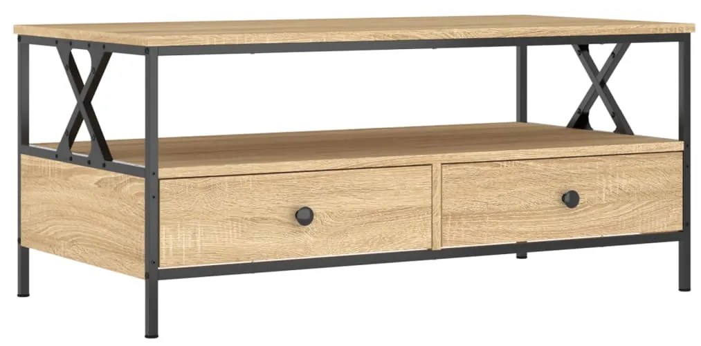 Tavolino da salotto rovere sonoma 100x51x45cm legno multistrato