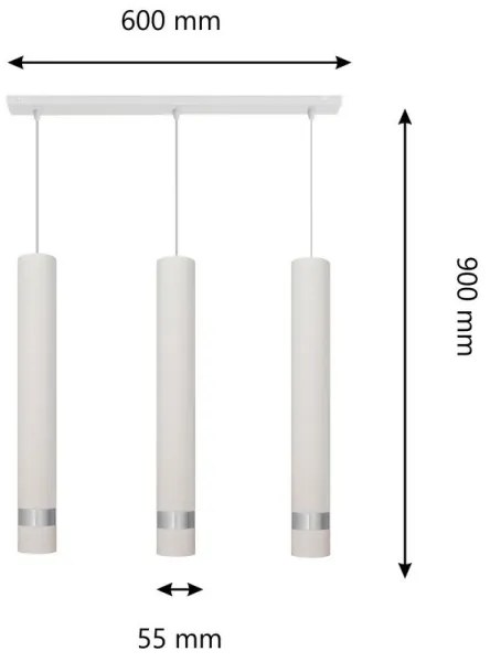 Lampadario LED a cavo TUBA 3xGU10/4,8W/230V bianco/cromo lucido