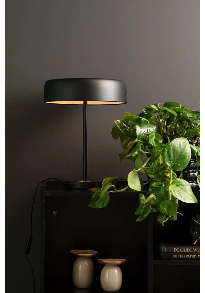 Lampada da tavolo nera con paralume in metallo (altezza 40 cm) Gold Disc - Leitmotiv