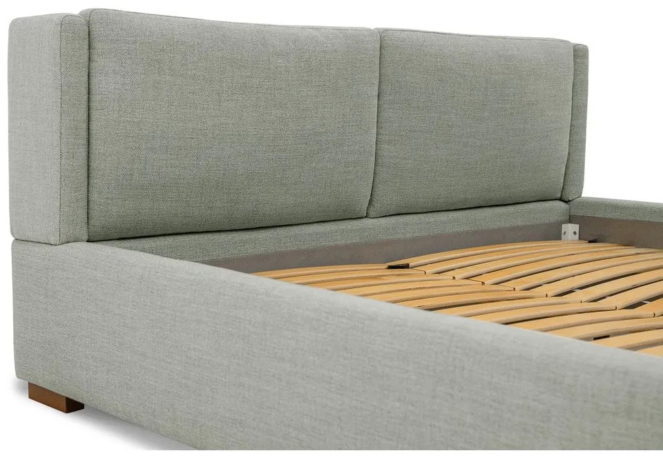 Letto matrimoniale grigio imbottito con rete inclusa 180x200 cm Dreamer – Scandic