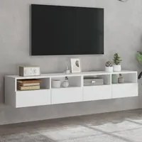 Mobili TV a Parete 2pz Bianchi 80x30x30 cm in Legno Multistrato 836869