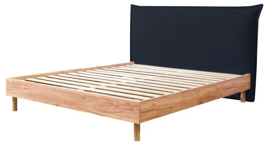 Letto matrimoniale blu scuro/naturale con griglia 160x200 cm Charlie - Bobochic Paris