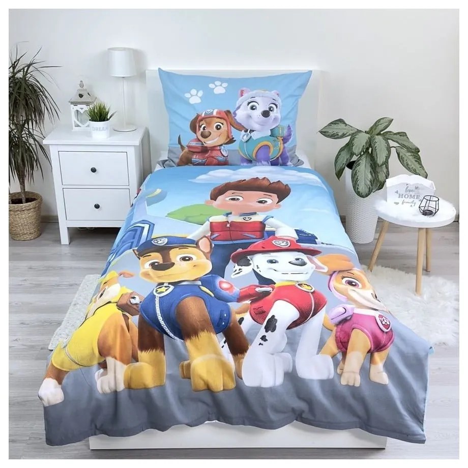 Set copripiumino e federa da bambini blu in cotone per letto singolo 140x200 cm Paw Patrol – Jerry Fabrics