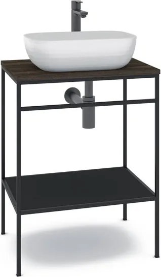 Mobile bagno da terra con lavabo e porta asciugamani L 60 x H 92 x P 45.5 cm nero per vasca centrale Outline