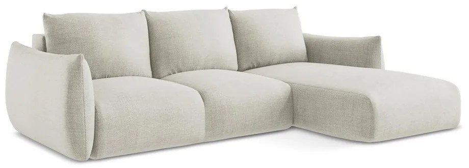 Divano angolare beige allungabile (con penisola a destra/con chaise lounge) Leila – Makamii