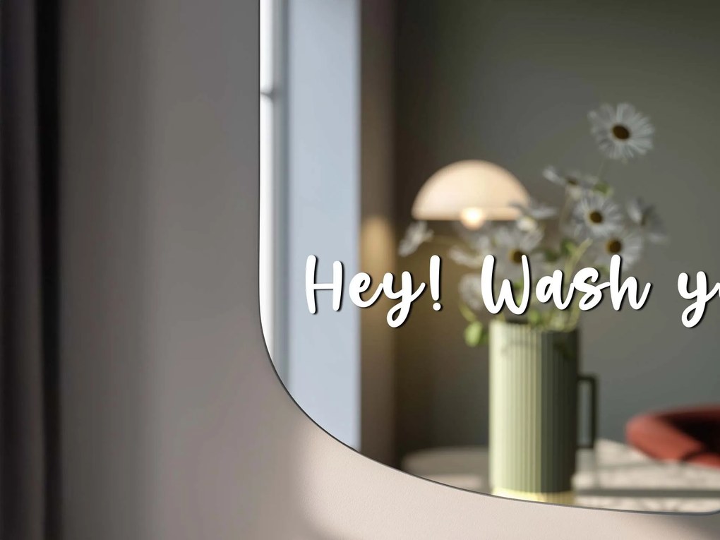 Adesivo per specchio S32 – Hey! Wash your hands.